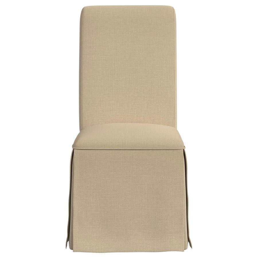 Shawna Upholstered Skirted Side Chair Light Khaki (Set of 2) - 100747