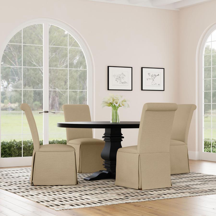 Shawna Upholstered Skirted Side Chair Light Khaki (Set of 2) - 100747