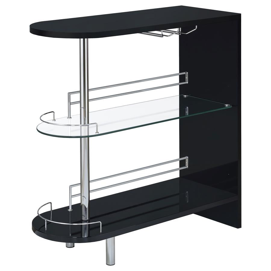 Adolfo Rectangular 2-tier Home Bar Table Black High Gloss - 101063