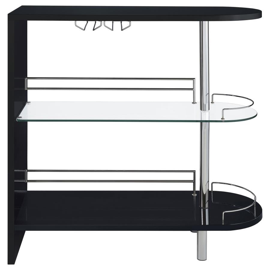 Adolfo Rectangular 2-tier Home Bar Table Black High Gloss - 101063