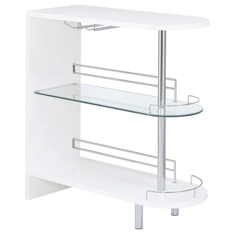 Adolfo Rectangular 2-tier Home Bar Table White High Gloss - 101064