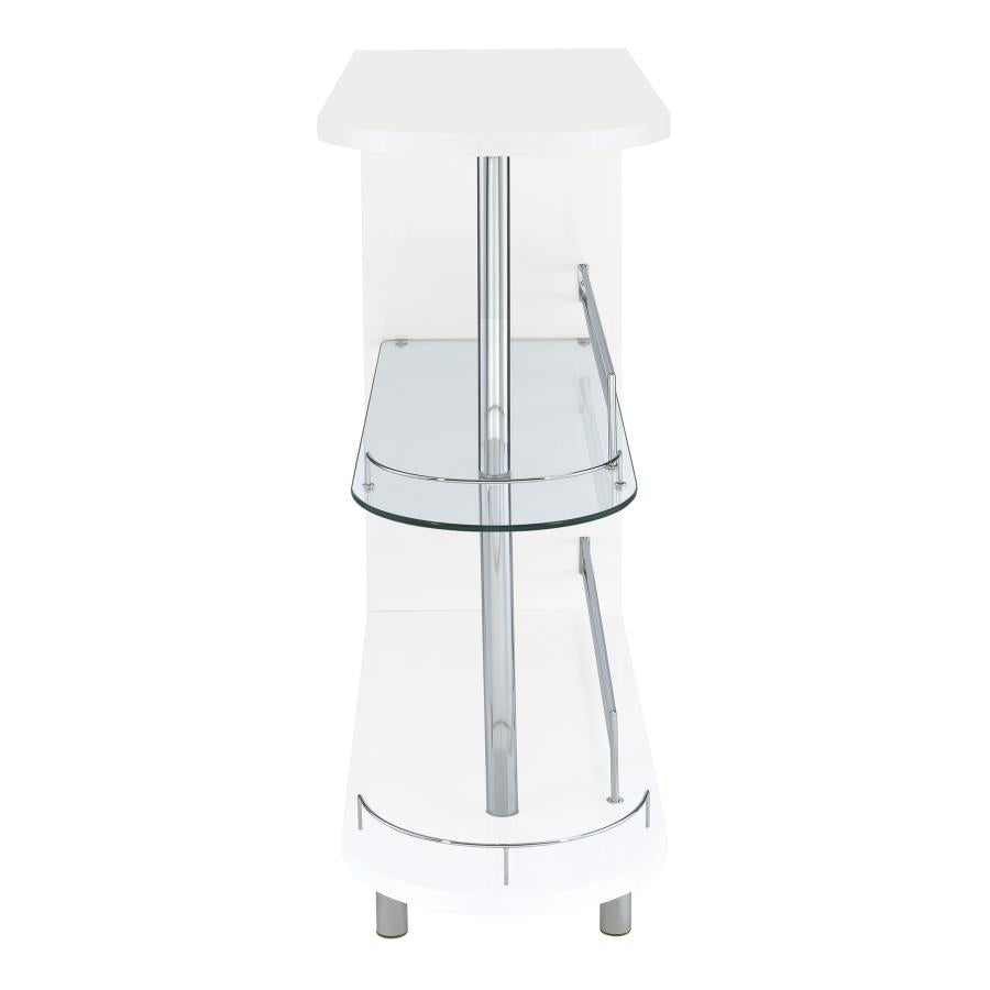 Adolfo Rectangular 2-tier Home Bar Table White High Gloss - 101064
