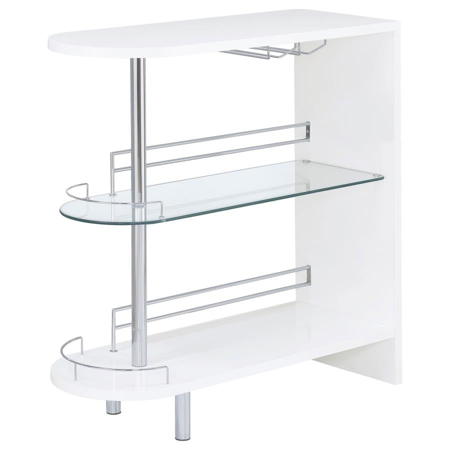 Adolfo Rectangular 2-tier Home Bar Table White High Gloss - 101064