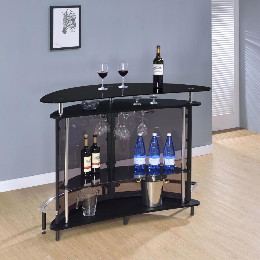 Amarillo Freestanding Glass Top Home Bar Wine Cabinet Black - 101065