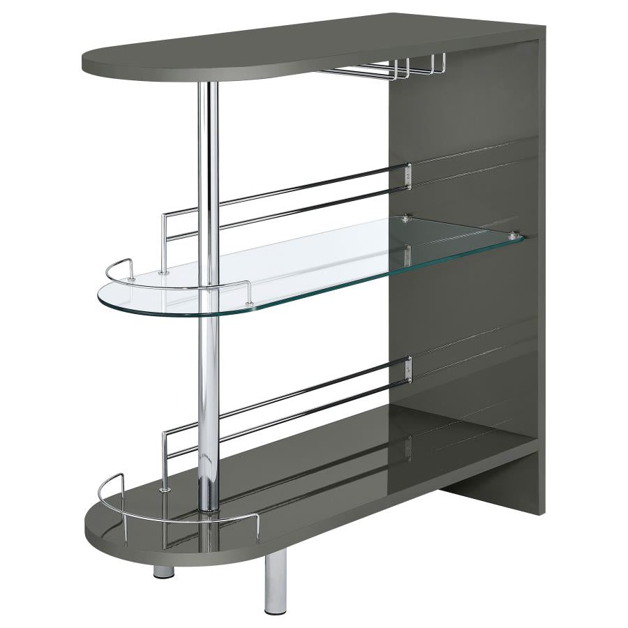 Adolfo Rectangular 2-tier Home Bar Table Grey High Gloss - 101073