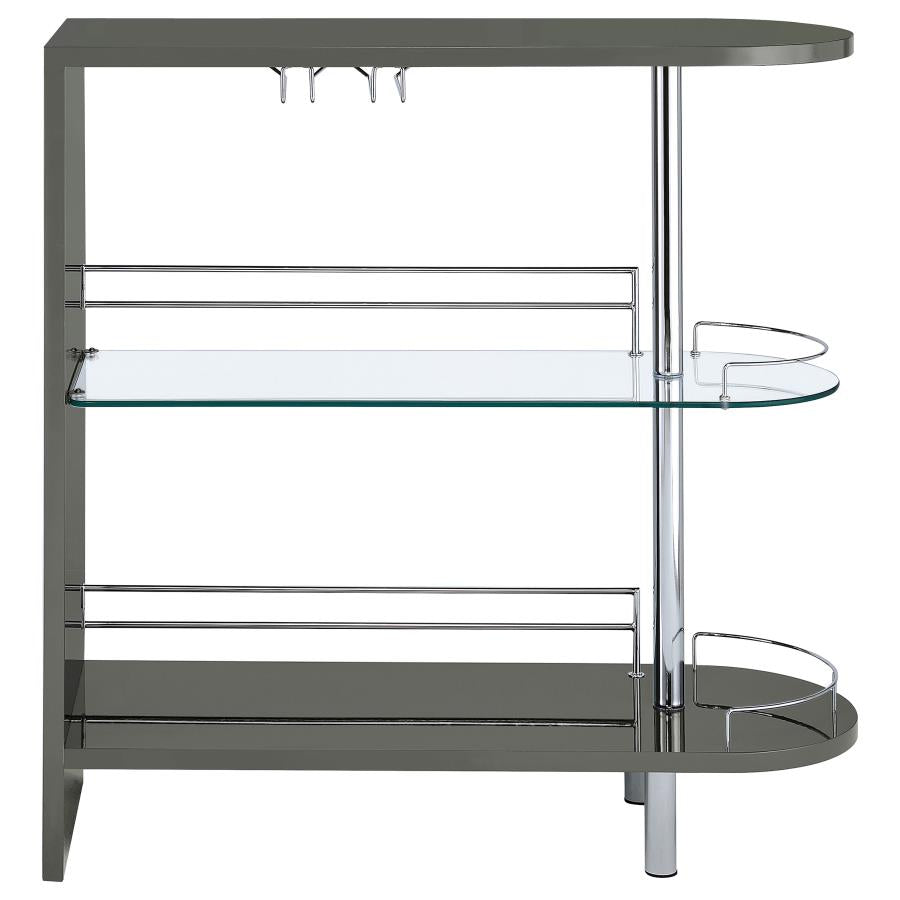 Adolfo Rectangular 2-tier Home Bar Table Grey High Gloss - 101073