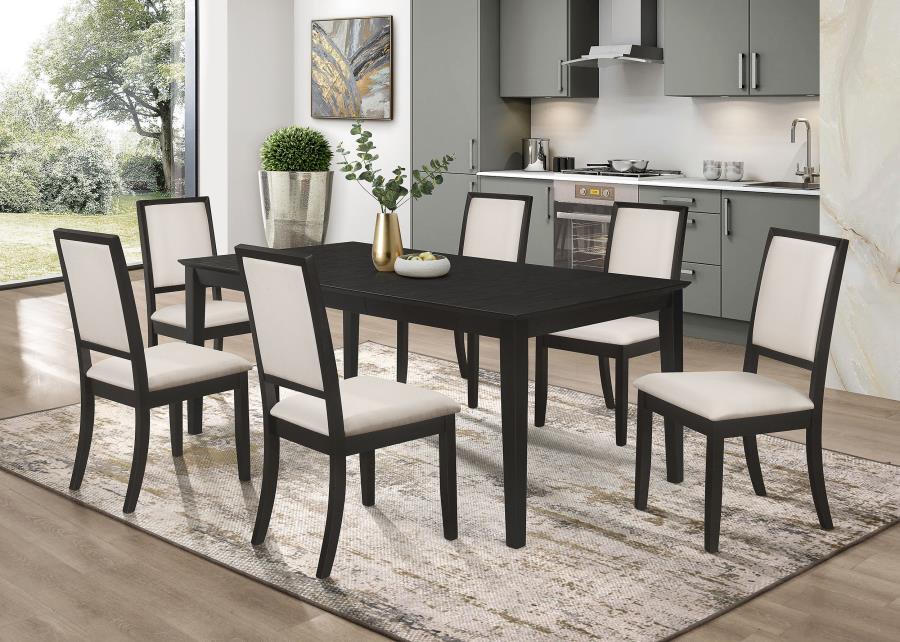 Louise 7-piece Rectangular Extension Leaf Dining Set Black - 101561-S7