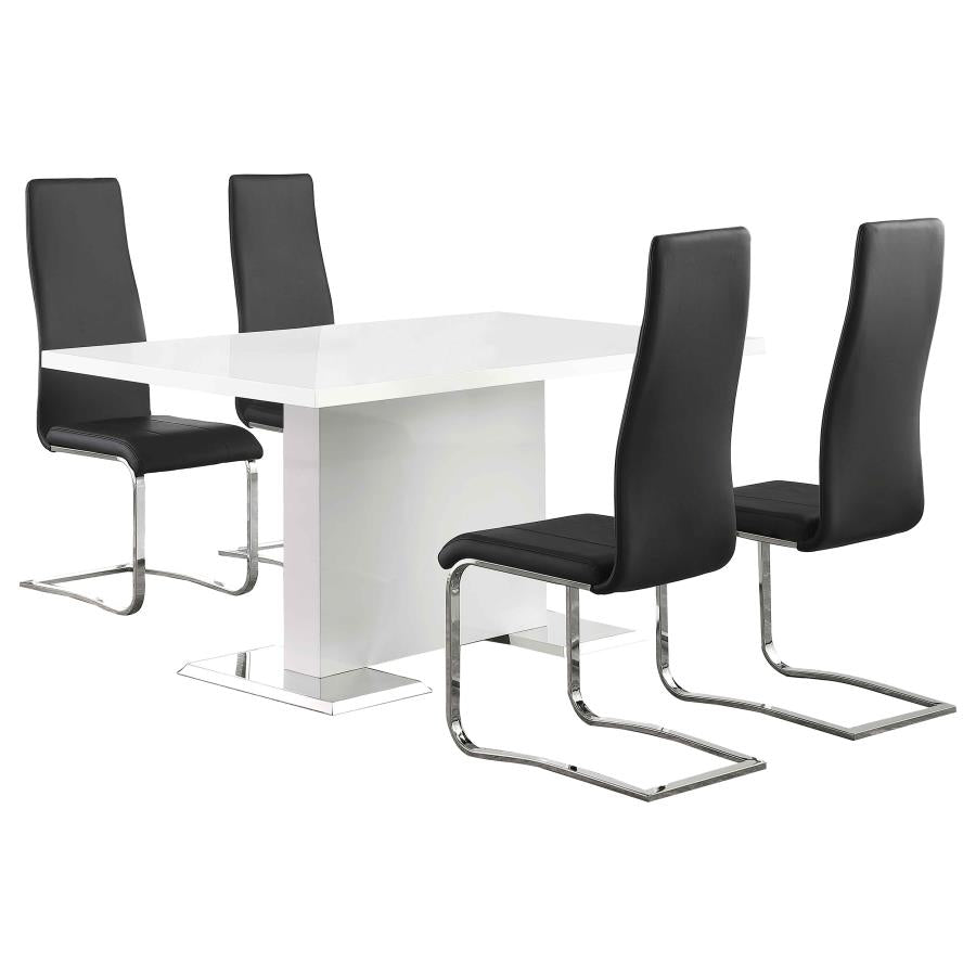 Anges 5-piece Dining Table Set White High Gloss and Black - 102310-S5K