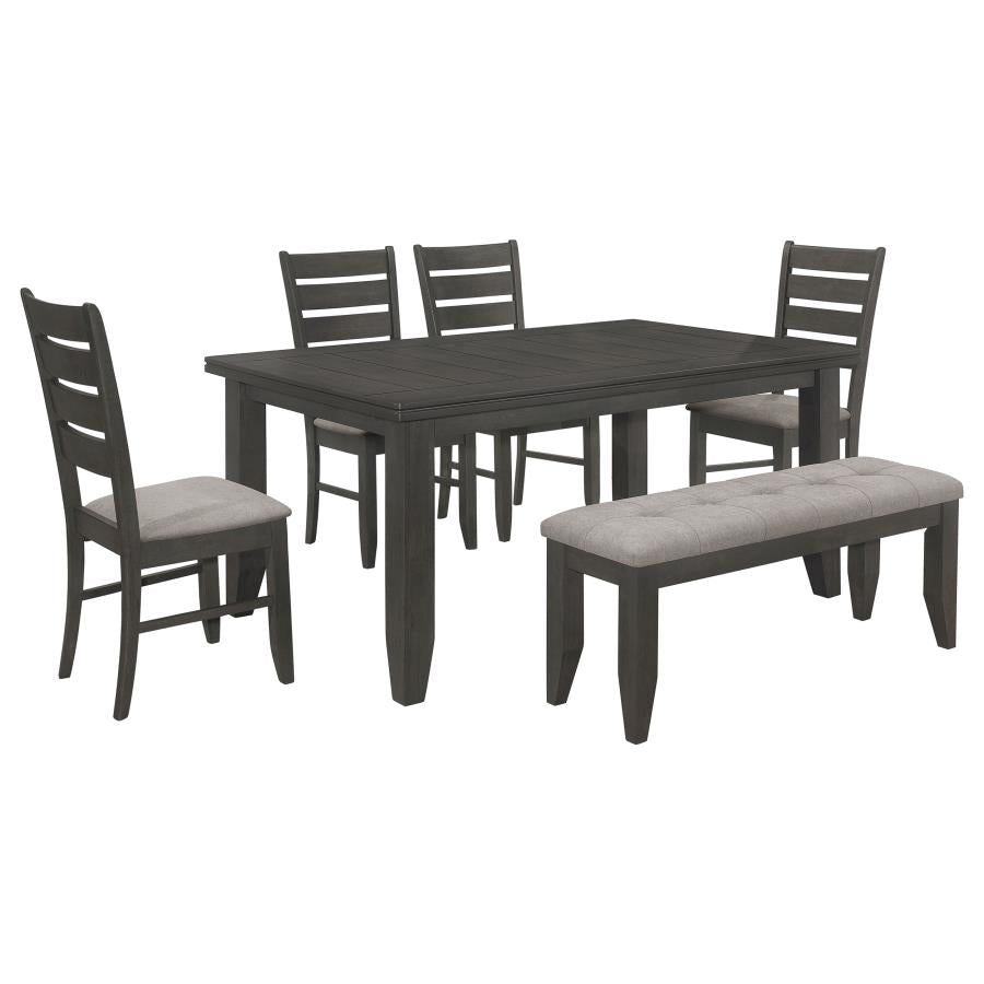 Dalila 6-piece Rectangular Dining Table Set Dark Grey - 102721GRY-S6