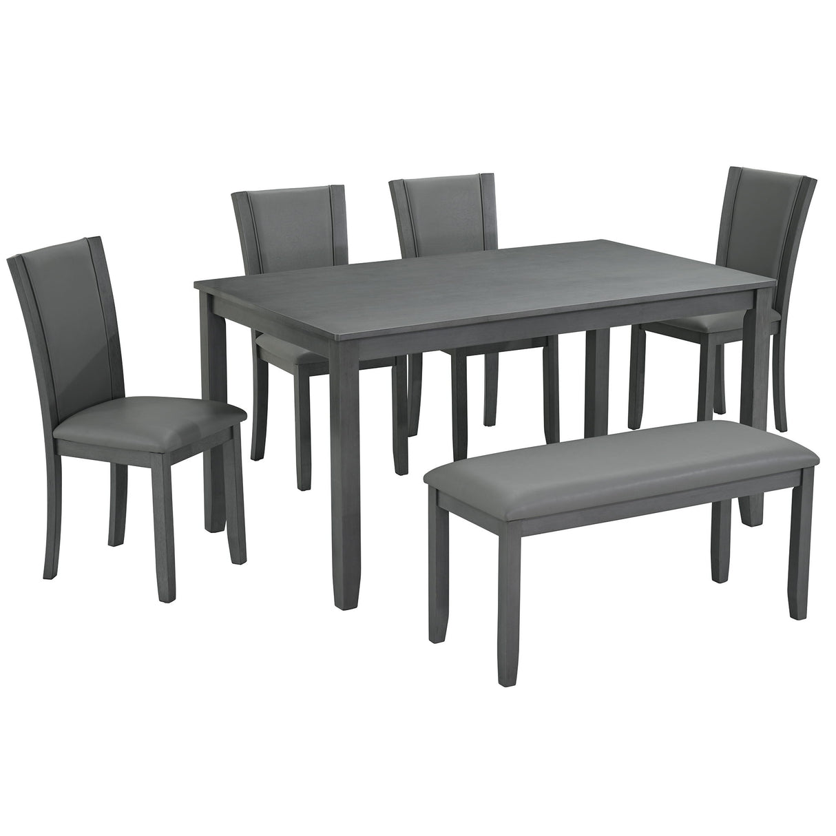 Dining Table Set With Upholstered Chairs, Rectangular Dining Table Set