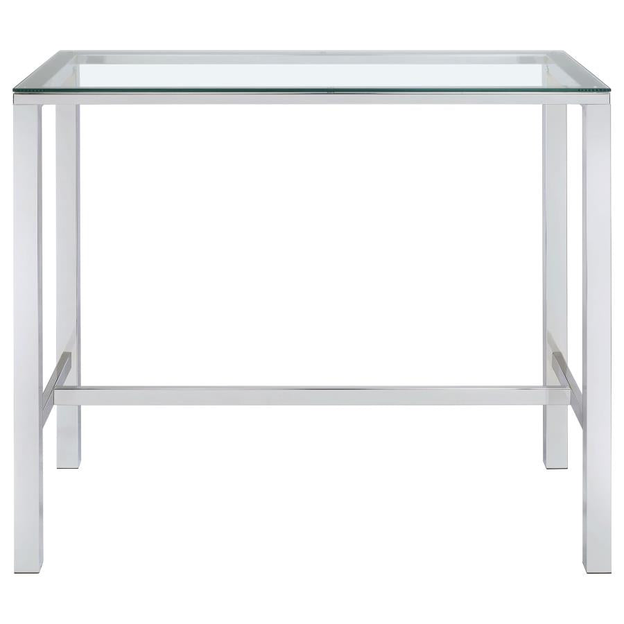 Tolbert Rectangular 47-inch Glass Top Pub Bar Table Chrome - 104873