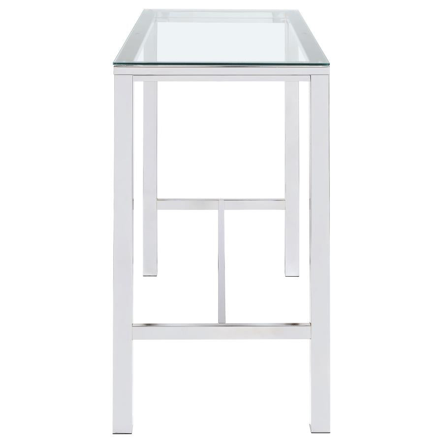 Tolbert Rectangular 47-inch Glass Top Pub Bar Table Chrome - 104873