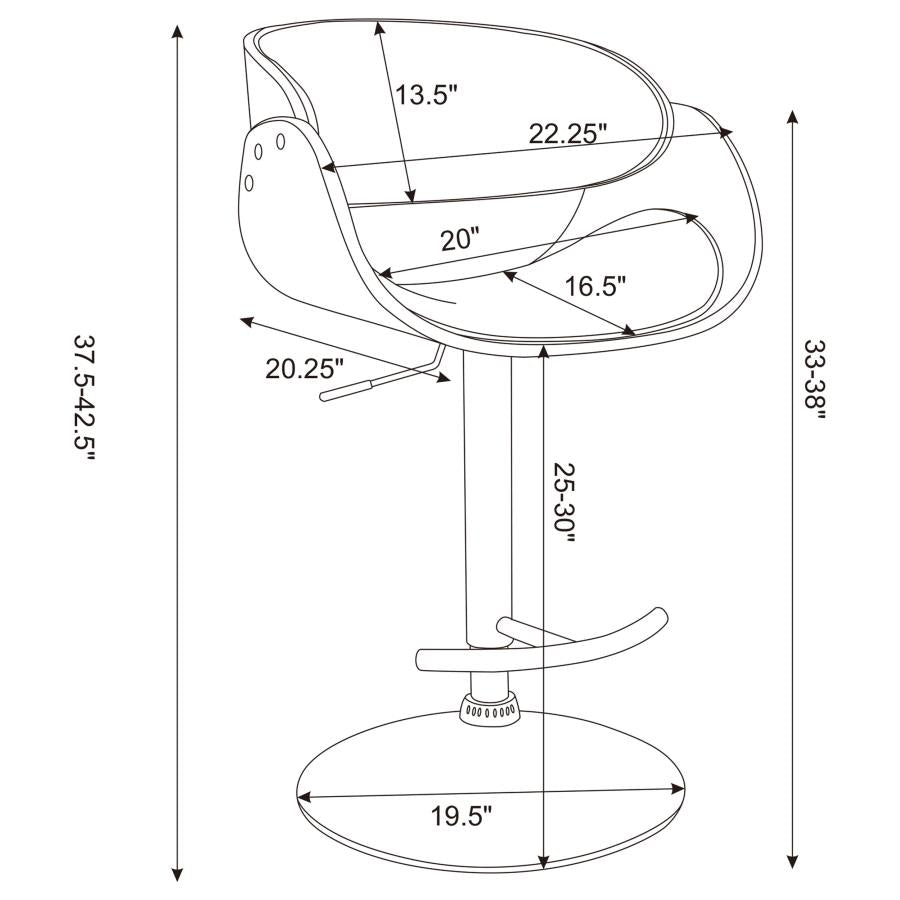 Dana Adjustable Bar Stool Ecru and Chrome - 104966