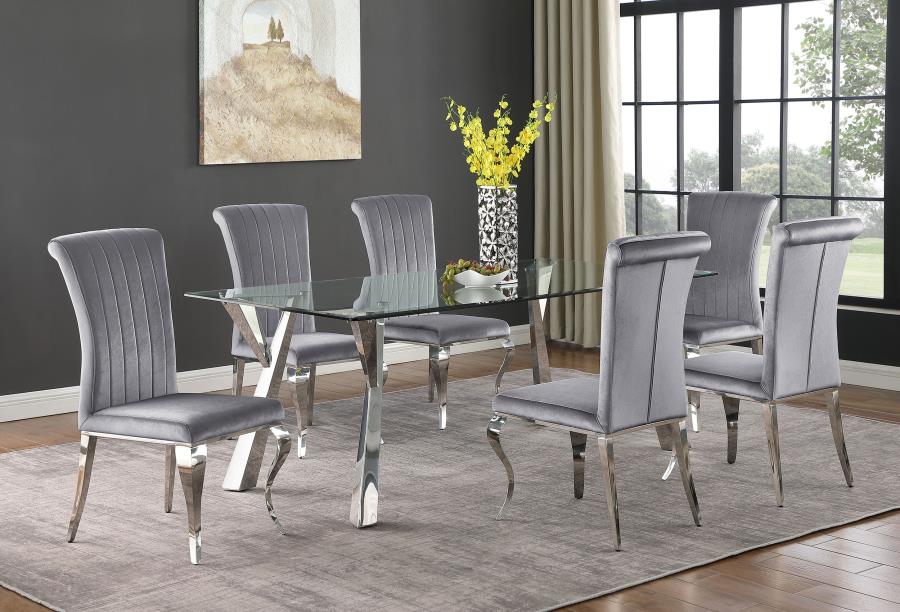 Betty Velvet Upholstered Dining Side Chair Grey (Set of 4) - 105073