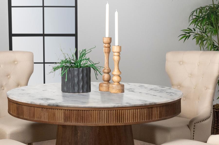 Ortega Round 46-inch Marble Top Wood Dining Table Natural - 105141