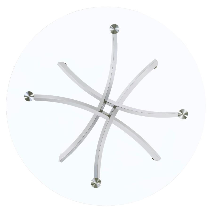 Beckham Round 46-inch Glass Top Dining Table Chrome - 106440