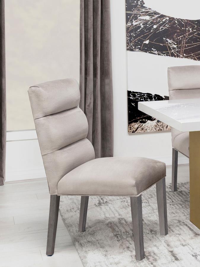 Carla Velvet Upholstered Dining Side Chair Stone (Set of 2) - 106683