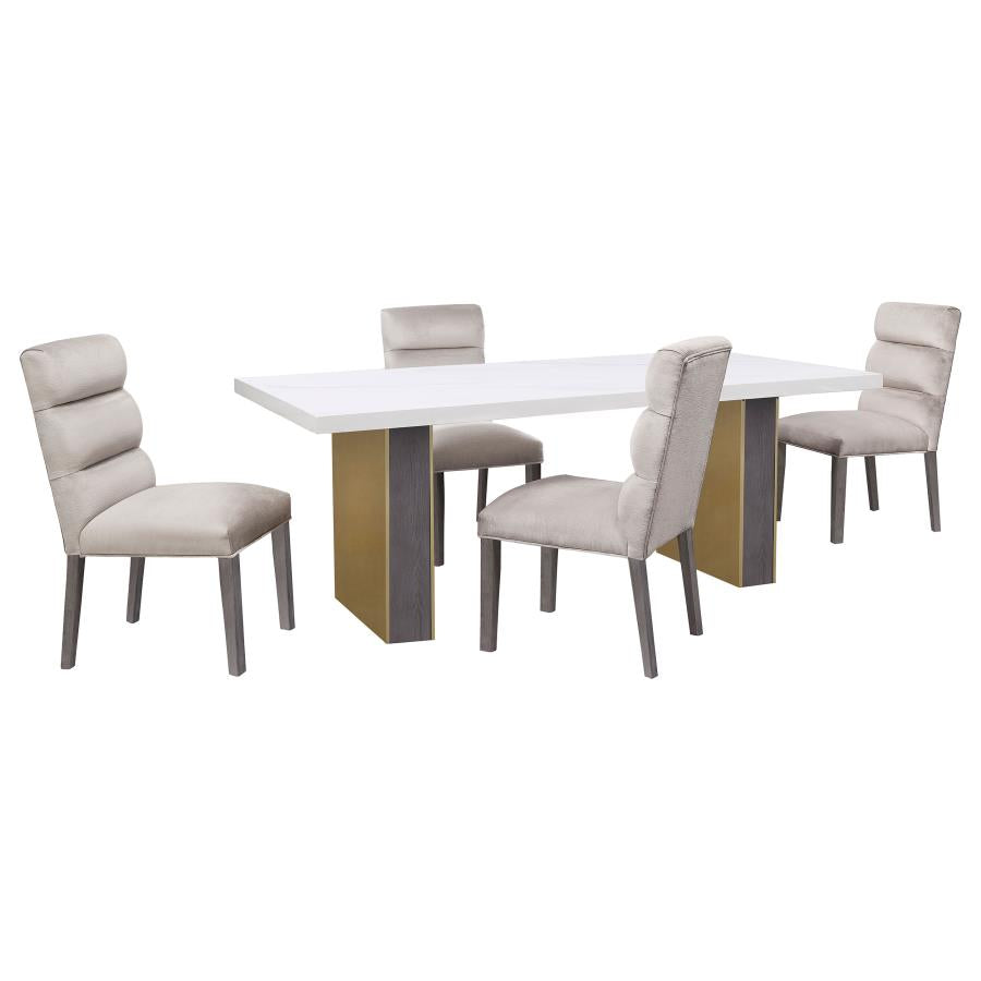 Carla Velvet Upholstered Dining Side Chair Stone (Set of 2) - 106683