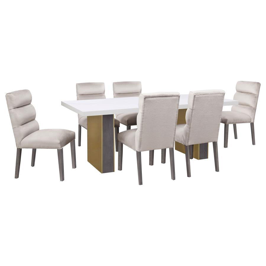 Carla Velvet Upholstered Dining Side Chair Stone (Set of 2) - 106683