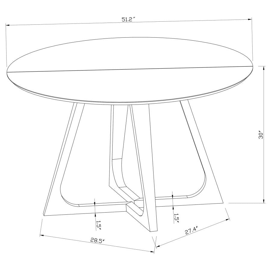 Gwynn Round 51-inch Marble Stainless Steel Dining Table Gold - 107171