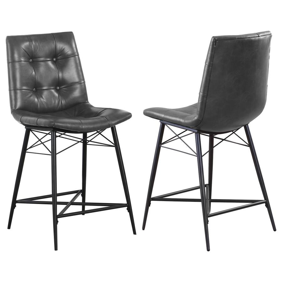 Aiken Upholstered Tufted Counter Chair Charcoal (Set of 2) - 107859