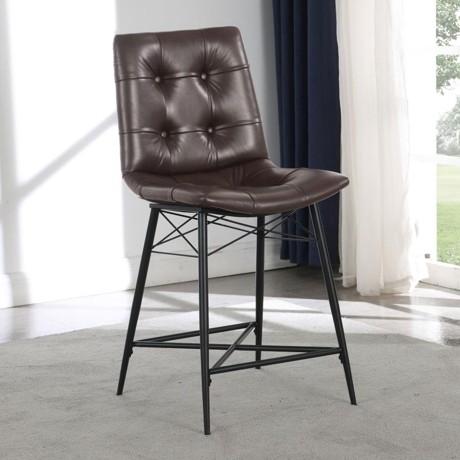 Aiken Upholstered Tufted Counter Chair Brown (Set of 2) - 107860