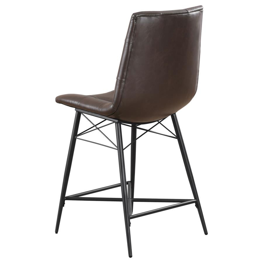 Aiken Upholstered Tufted Counter Chair Brown (Set of 2) - 107860