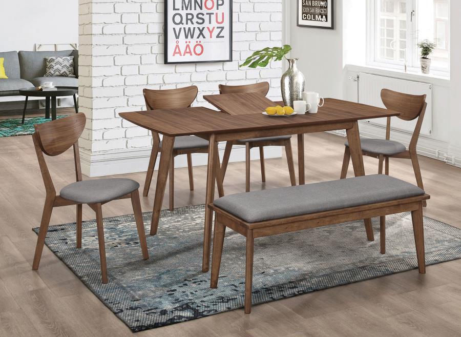 Alfredo 6-piece Butterfly Leaf Dining Set Natural Walnut - 108080-S6