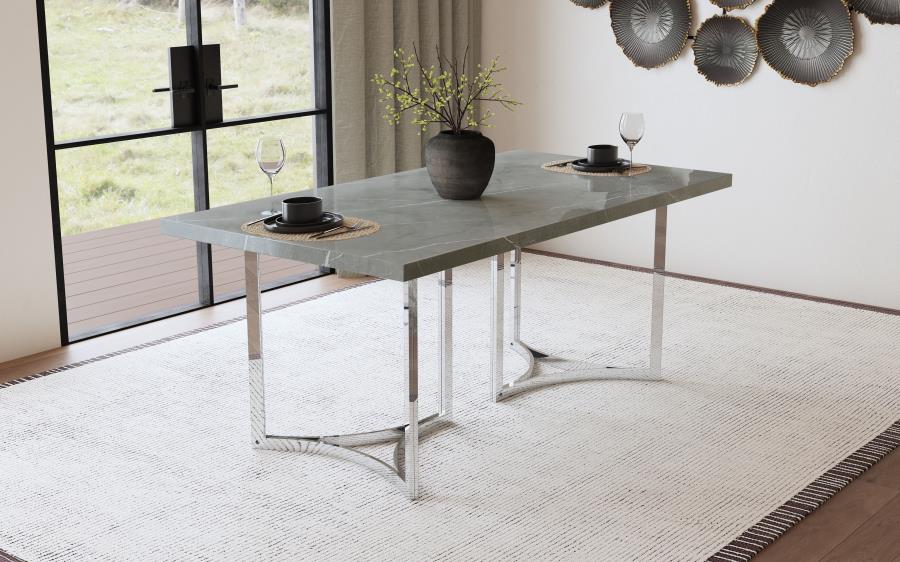 Sterling 72-inch Rectangular Dining Table Grey Faux Marble - 108121