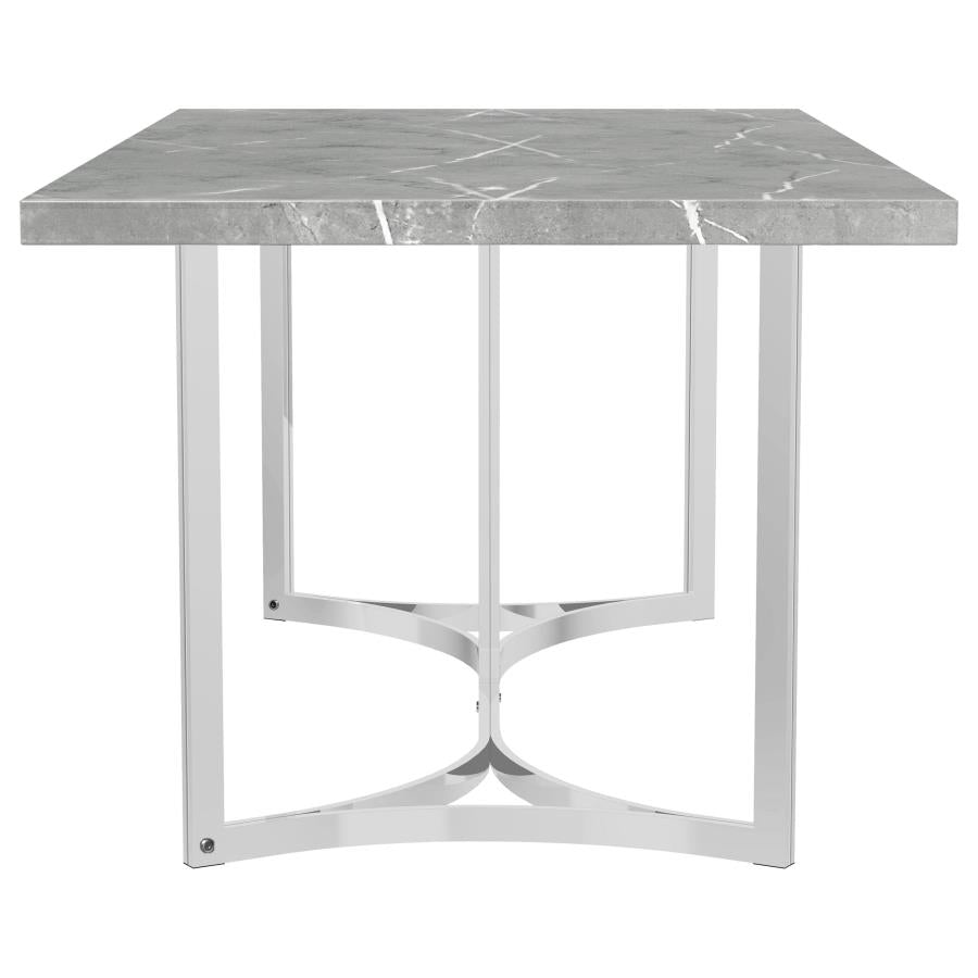 Sterling 72-inch Rectangular Dining Table Grey Faux Marble - 108121