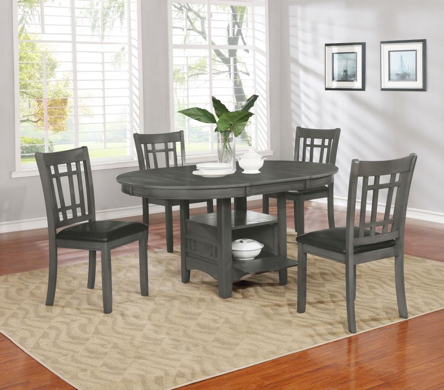Lavon 5-piece Oval Extension Leaf Dining Set Medium Grey - 108211-S5