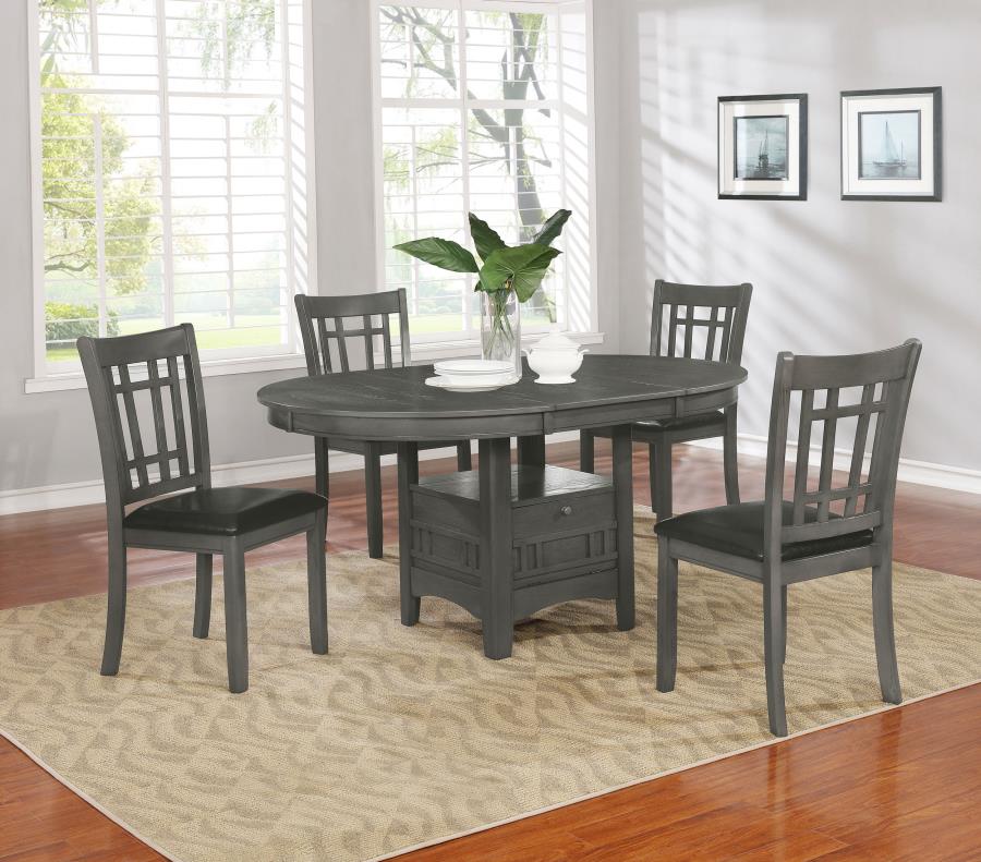 Lavon Oval 60-inch Extension Leaf Dining Table Medium Grey - 108211