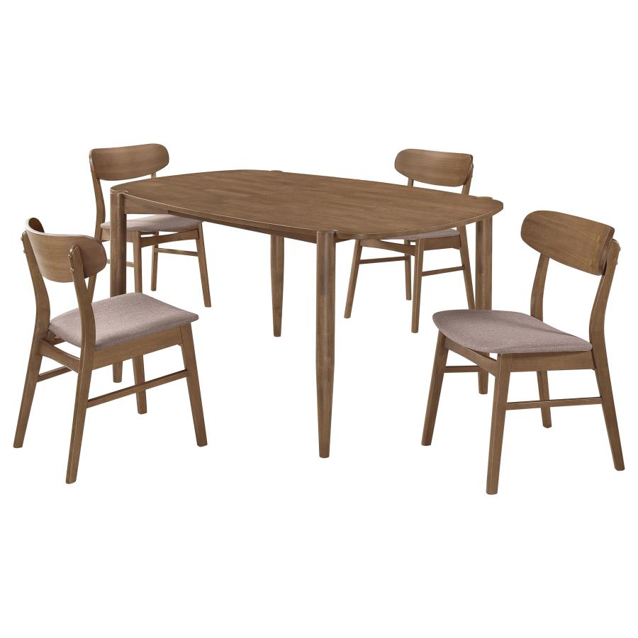 Dortch 5-piece Oval Solid Wood Dining Set Walnut - 108461-S5