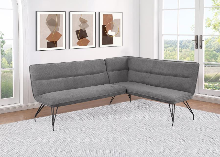 Dodson Fabric Upholstered L-Shaped Nook Dining Bench Grey - 108486