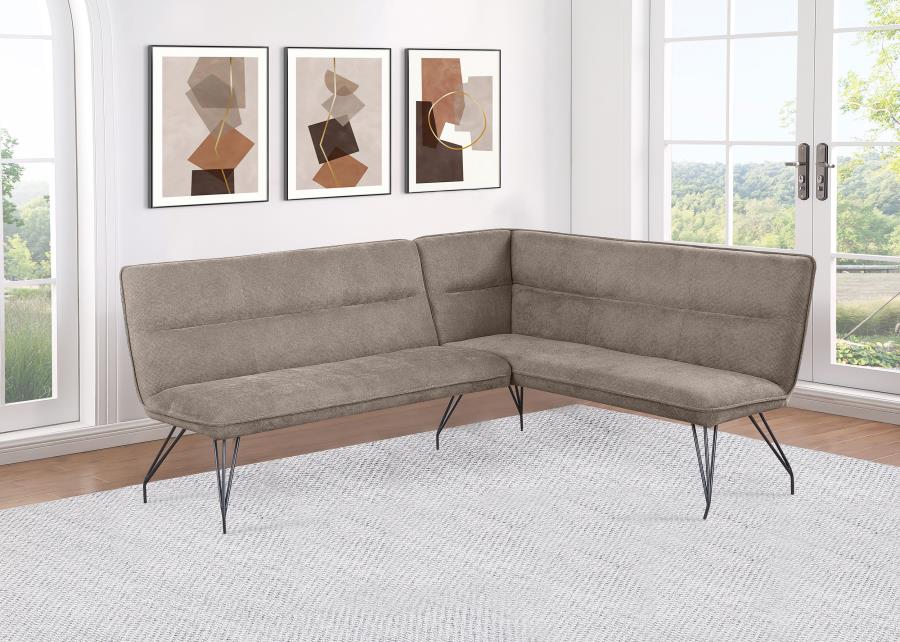 Dodson Fabric Upholstered L-Shaped Nook Dining Bench Taupe - 108496