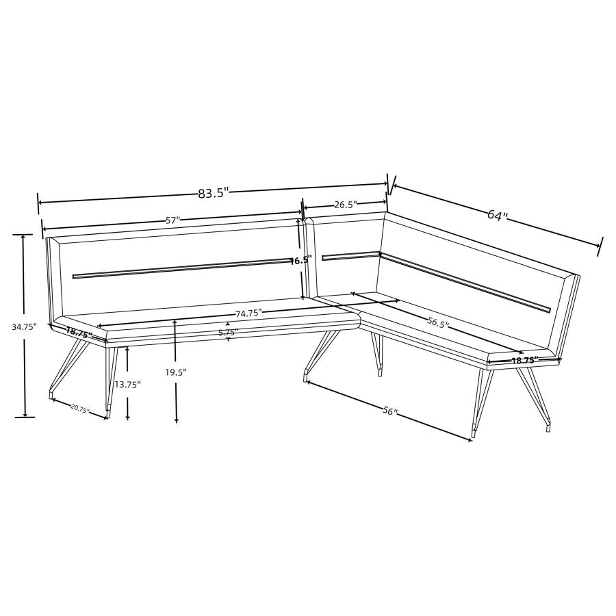 Dodson Fabric Upholstered L-Shaped Nook Dining Bench Taupe - 108496