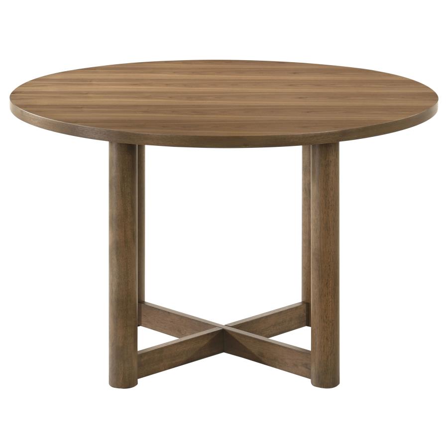 Crestmore 5-piece 46-inch Round Wood Dining Table Set Walnut - 108570-S5