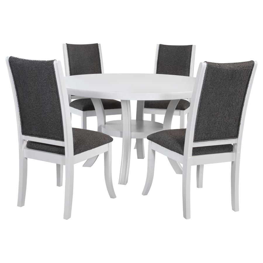 Judd 5-piece 54-inch Round Wood Dining Table Set Pearl White - 109330-S5