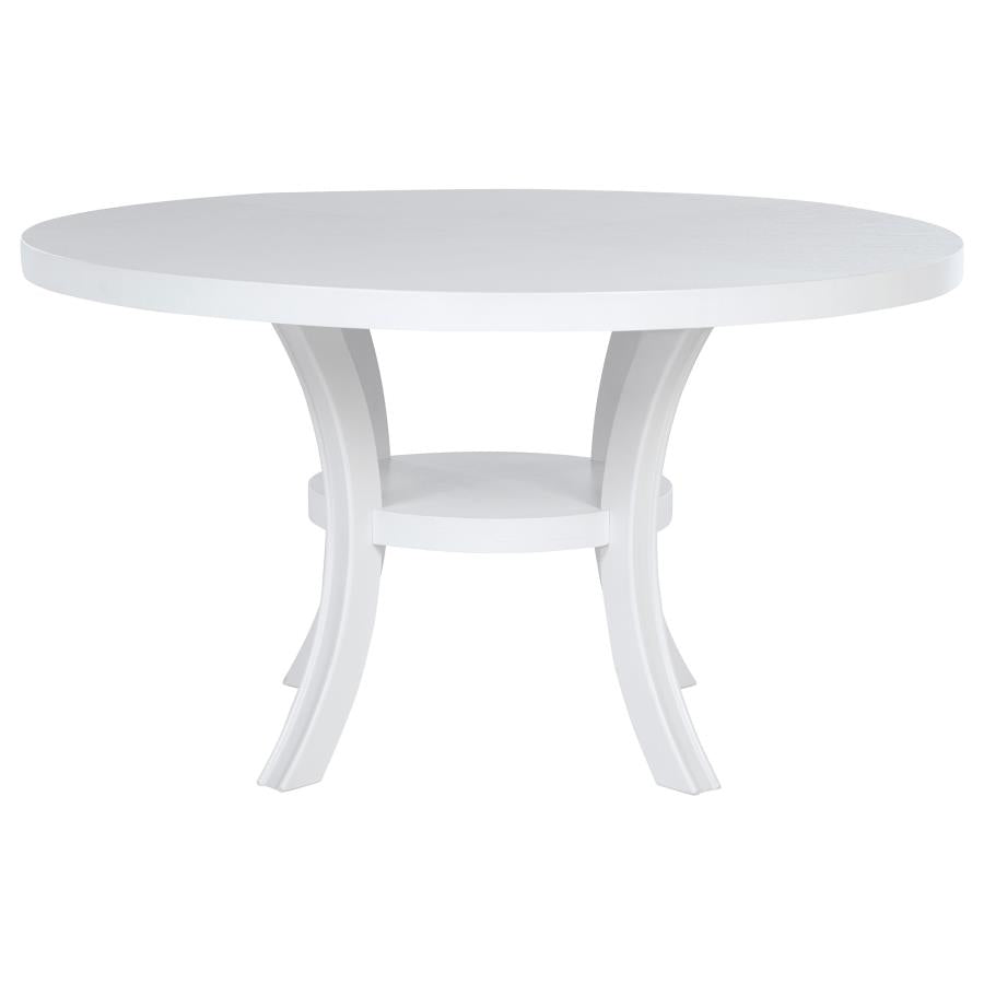 Judd 7-piece 54-inch Round Wood Dining Table Set Pearl White - 109330-S7