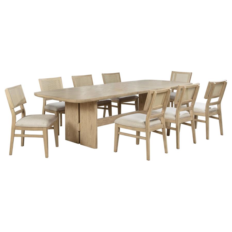 Kailani 9-piece Rectangular Wood Dining Table Set Beige Oak - 109381-S9