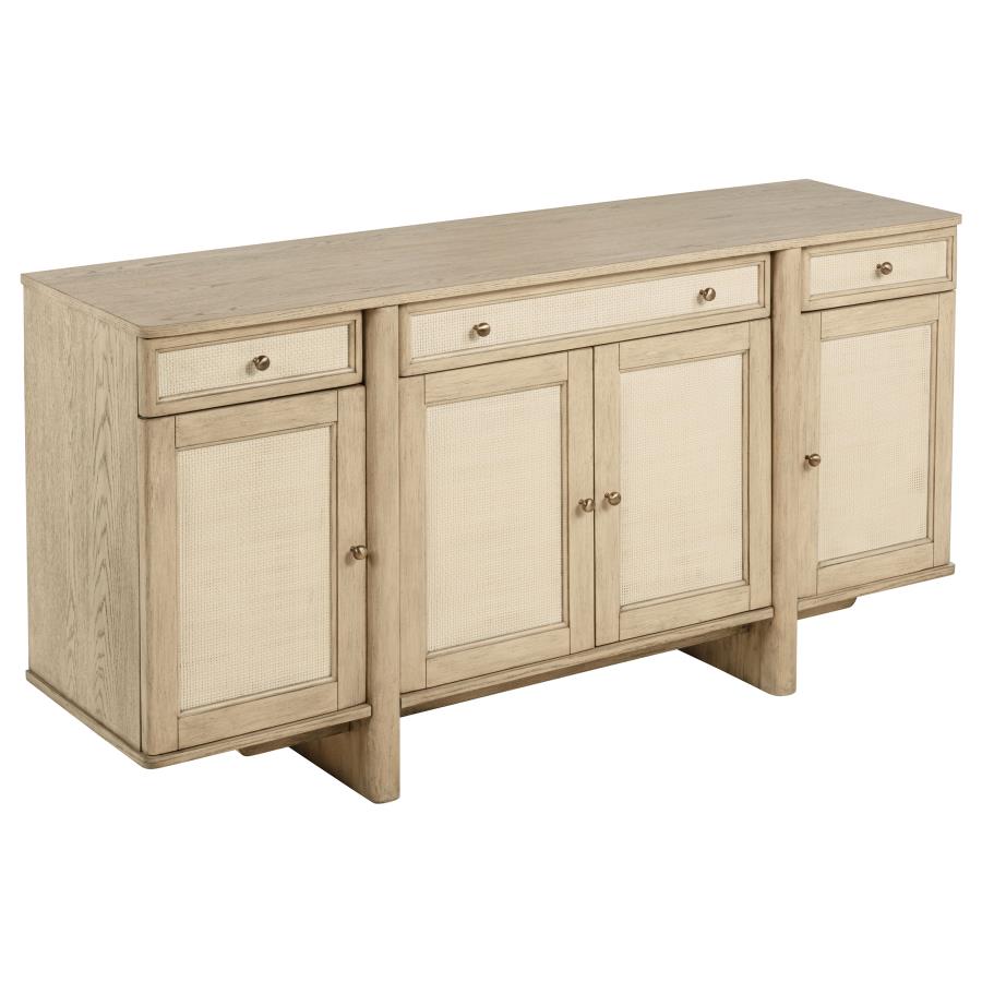 Kailani 4-door Cane Sideboard Buffet Cabinet Beige Oak - 109385