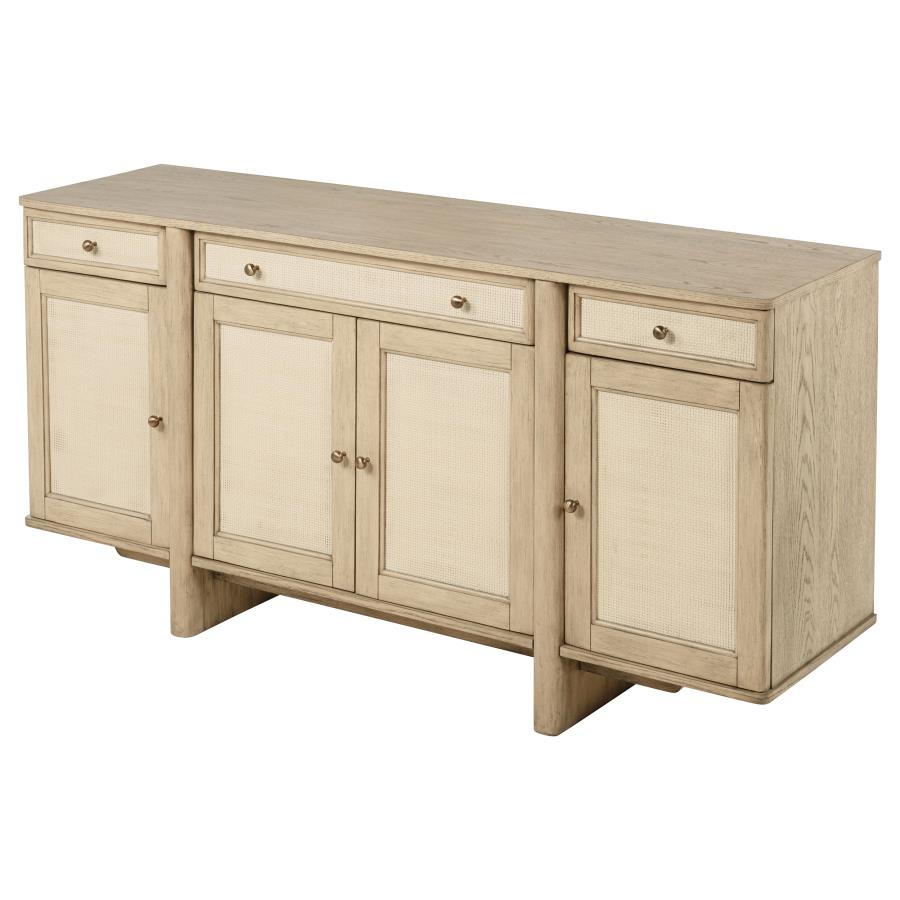 Kailani 4-door Cane Sideboard Buffet Cabinet Beige Oak - 109385