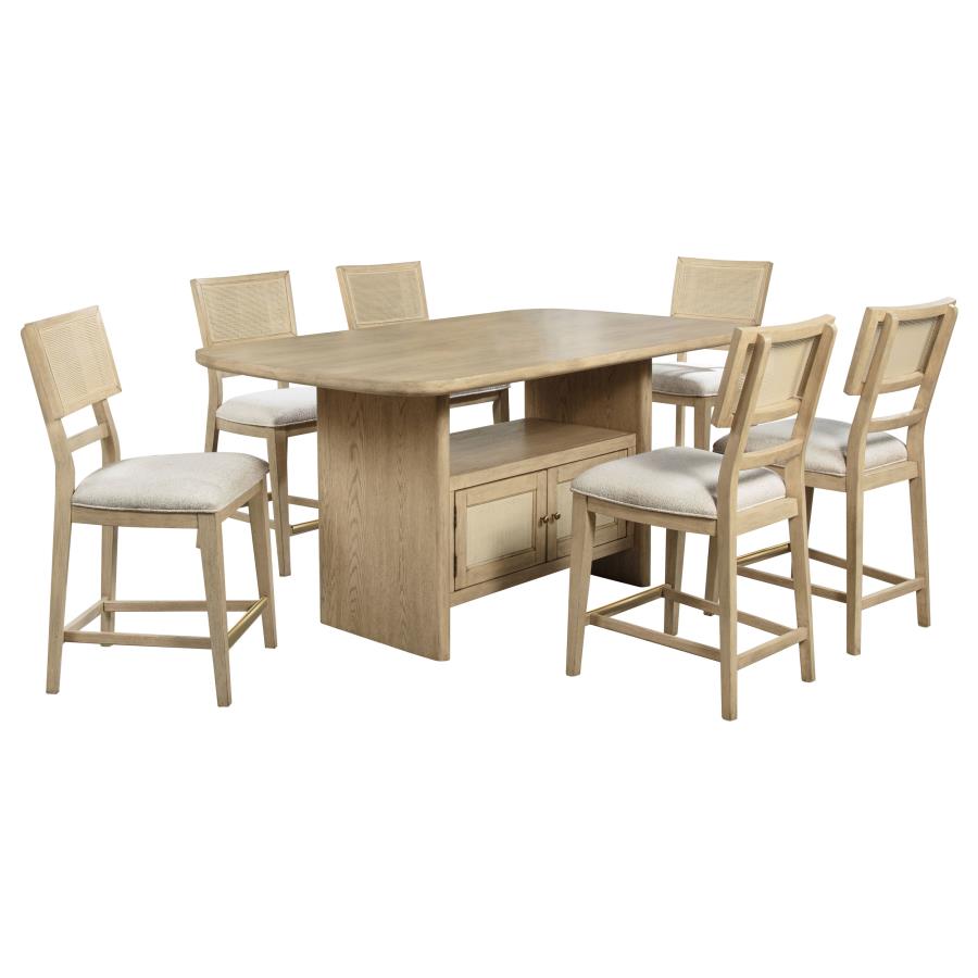 Kailani 7-piece Wood Counter Height Dining Set Beige Oak - 109388-S7