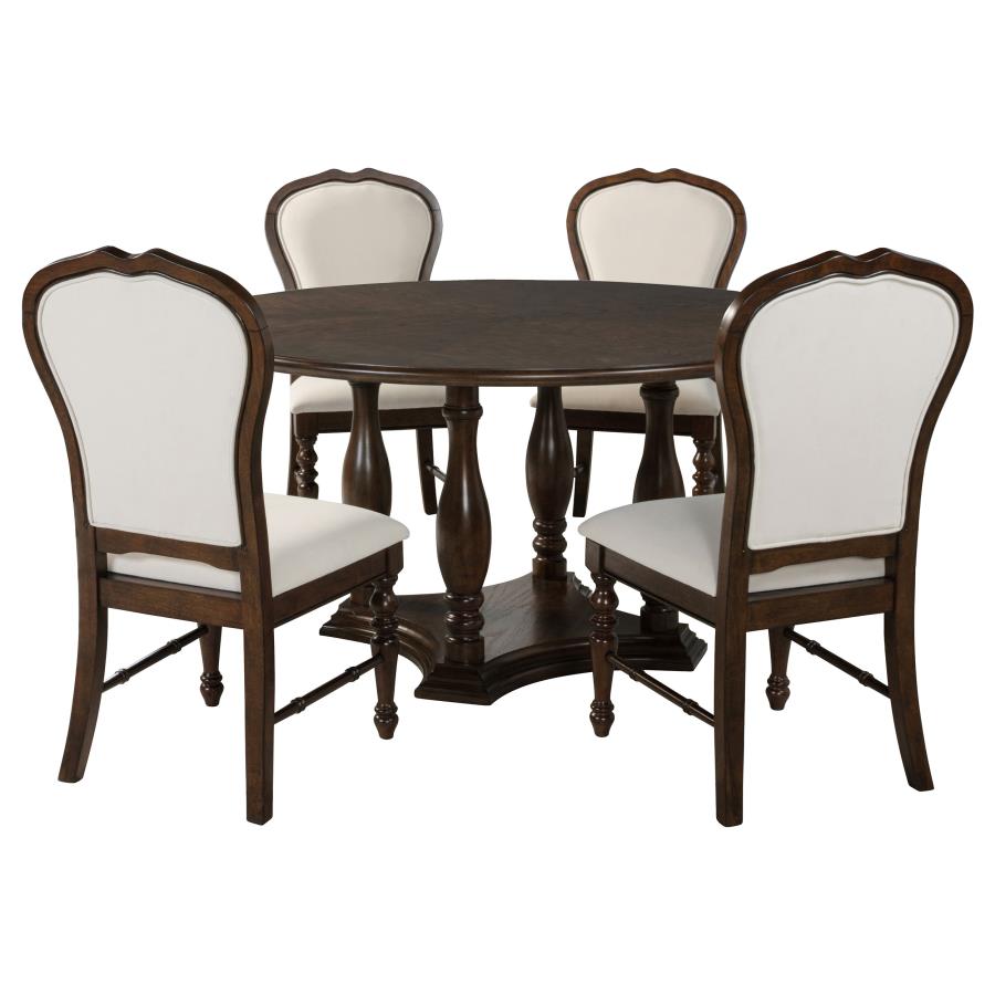 Landon 5-piece 60-inch Round Dining Table Set Rich Brown - 109400-S5