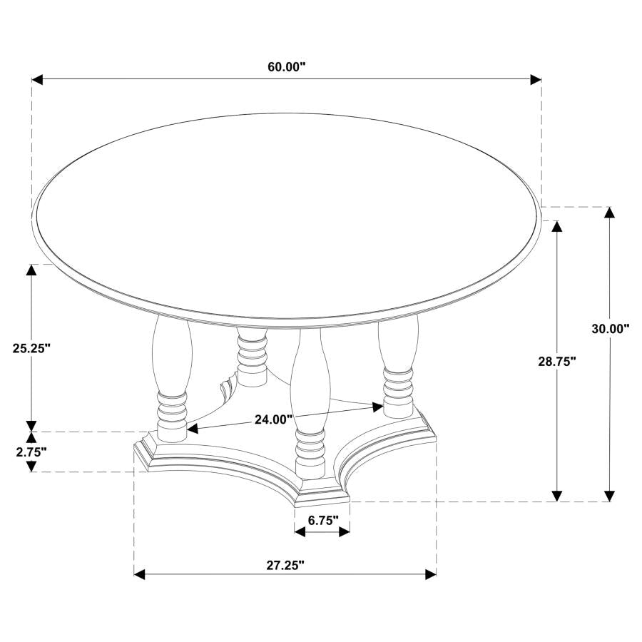 Landon 60-inch Round Wood Pedestal Dining Table Rich Brown - 109400
