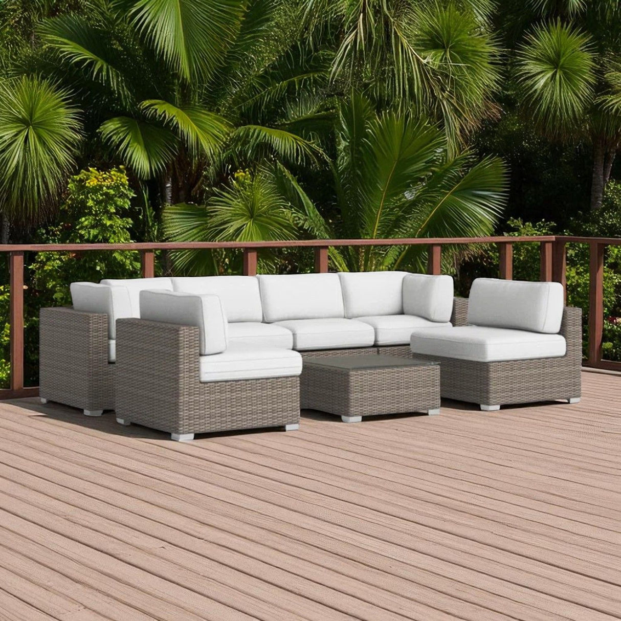 Seating Set With Cushions Handcrafted Wicker Design
