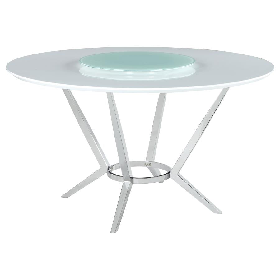 Abby 5-piece Round Dining Table Set White High Gloss - 110321-S5