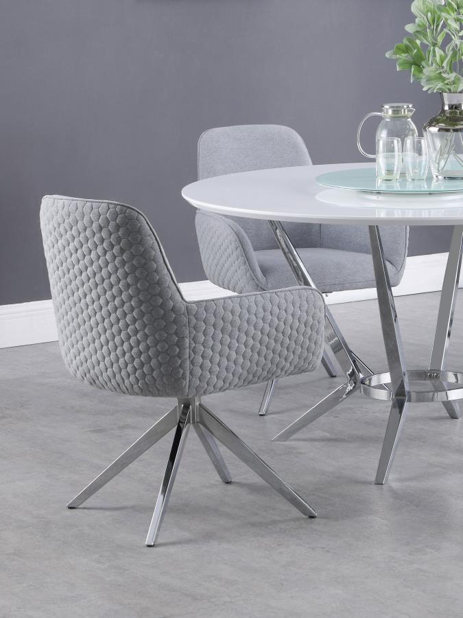 Abby Fabric Upholstered Swivel Dining Arm Chair Light Grey - 110322