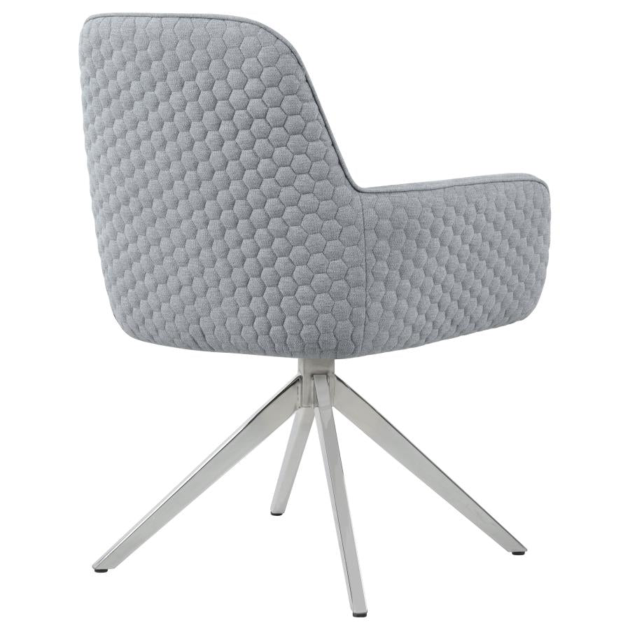 Abby Fabric Upholstered Swivel Dining Arm Chair Light Grey - 110322