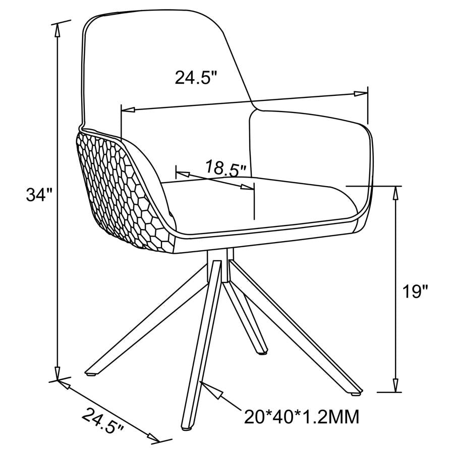 Abby Fabric Upholstered Swivel Dining Arm Chair Light Grey - 110322